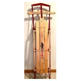 Flexible Flyer III Vintage Wooden Snow Sled with Steel Runners