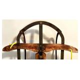 Vintage Fleetwing Wooden Sled with Metal Runners and Yellow Rope