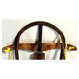 Vintage Fleetwing Wooden Sled with Metal Runners and Yellow Rope