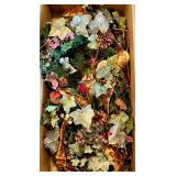 Collection of Holiday Wreaths and Artificial Greenery Decor including Vintage Kugel Heavy Silver Ornaments