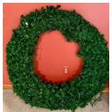 Large Pre-Lit Artificial Christmas Wreath with Storage Totes of Garland and Rope Lights