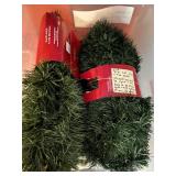 Large Pre-Lit Artificial Christmas Wreath with Storage Totes of Garland and Rope Lights