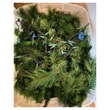 Large Pre-Lit Artificial Christmas Wreath with Storage Totes of Garland and Rope Lights