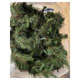 Large Pre-Lit Artificial Christmas Wreath with Storage Totes of Garland and Rope Lights