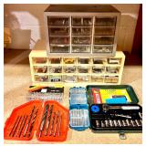 Large Lot of Hand Tools, Tool Organizers, Miter Box, Jet Torch Kit, and Hardware Storage, Vintage Tolls and Cabbage Slicer and so much more!!!