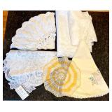 Large Collection of Vintage Linens, Embroidered & Lace Tablecloths, Napkins, and Fabric