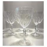 Set of 8 Vintage Crystal Wine Glasses with Cut Design