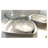 Collection of CorningWare and Pyrex Bakeware with Glass Lids