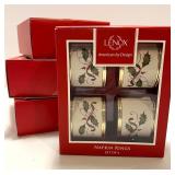Lot of 4 Lenox Holiday Napkin Rings Sets, Holly Pattern, 16 Pieces