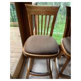 Set of 4 Mikhail Darafeev Swivel Bar Stools with Upholstered Seats