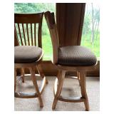 Set of 4 Mikhail Darafeev Swivel Bar Stools with Upholstered Seats