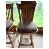 Set of 4 Mikhail Darafeev Swivel Bar Stools with Upholstered Seats
