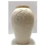 Set of 2 Lenox Ivory Porcelain Vases with Embossed Floral Design