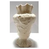 Pair of Belleek Ireland Cream Porcelain Vases with Embossed Designs
