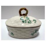Belleek Ireland Shamrock Porcelain Jar and Musical Trinket Box