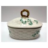 Belleek Ireland Shamrock Porcelain Jar and Musical Trinket Box