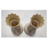 Pair of Belleek Ireland Porcelain Vases with Fish Handles