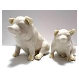 Set of 2 Belleek Ireland Porcelain Pig Figurines