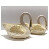 Pair of Belleek Ireland Porcelain Swan Dishes