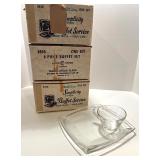 Hazel Atlas Simplicity 3 - 8 Piece Buffet Service Glass Tray and Cup Sets in Box