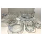 Collection of 7 Vintage Pressed Glass Serving Pieces and Bowls