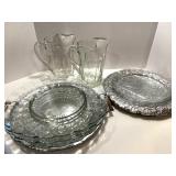 Collection of Assorted Glass Pitchers and Serving Plates