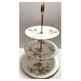 Bone China Staffordshire Tiered Server with Rose Tart Dish and Glass Jars