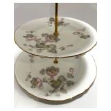 Bone China Staffordshire Tiered Server with Rose Tart Dish and Glass Jars