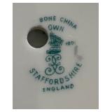 Bone China Staffordshire Tiered Server with Rose Tart Dish and Glass Jars