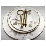 Bone China Staffordshire Tiered Server with Rose Tart Dish and Glass Jars