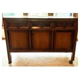 Basic-Witz Vintage Wooden Sideboard Buffet with Drawers and Cabinets on Casters