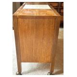 Basic-Witz Vintage Wooden Sideboard Buffet with Drawers and Cabinets on Casters