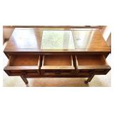 Basic-Witz Vintage Wooden Sideboard Buffet with Drawers and Cabinets on Casters