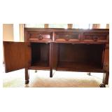 Basic-Witz Vintage Wooden Sideboard Buffet with Drawers and Cabinets on Casters
