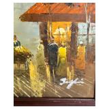 Framed Paris Street Scene Oil Painting Signed