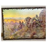 Set of 4 Vintage Western Prints on Wood Plaques