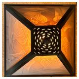 Decorative Table Lamp with Embossed Glass Shade and Metal Base