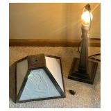 Decorative Table Lamp with Embossed Glass Shade and Metal Base