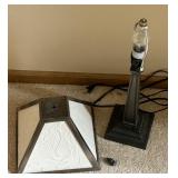 Decorative Table Lamp with Embossed Glass Shade and Metal Base