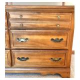 6-Drawer Wooden Dresser with Mirror and Brass Handles