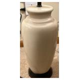 Pair of Beige Ceramic Table Lamps with Fabric Shades