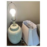 Traditional Henredon Side Table, Queen Anne Style Chair, Art Print, and Stiffel Table Lamp Set