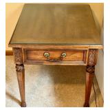 Traditional Henredon Side Table, Queen Anne Style Chair, Art Print, and Stiffel Table Lamp Set