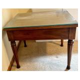 Traditional Henredon Side Table, Queen Anne Style Chair, Art Print, and Stiffel Table Lamp Set