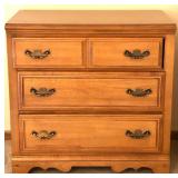 4-Drawer Wooden Chest with Brass Handles