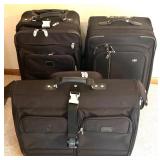 Set of 3 Rolling Black Softside Suitcases with Handles