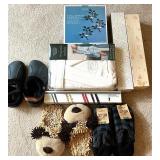Household Comfort and Decor Collection with Robe, Slippers, Wall Sconces, and Accessories including Crocs