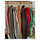 Large Assorted Clothing Collection Including Jackets, Shirts, and Blouses