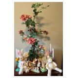 Spring Bunny and Floral Decor Collection with Figurines and Plush