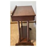 Vintage Wooden Side Table with Drawer and Barley Twist Legs